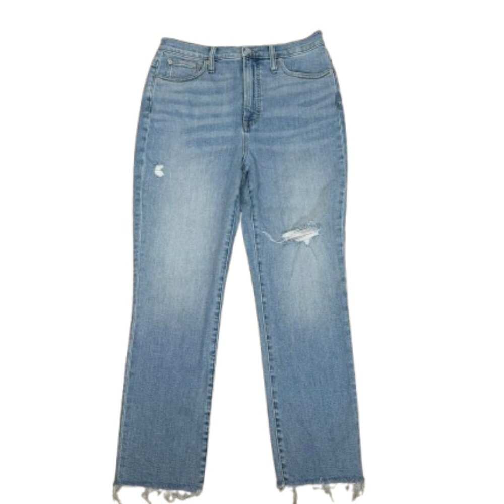 Madewell The Perfect Vintage Straight leg High Rise Diztressed Jeans Sz 30 - Picture 2 of 11